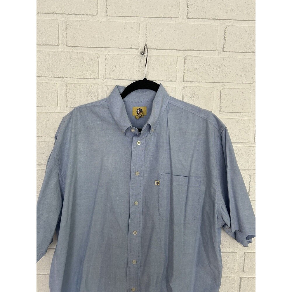 Vintage Duck Head Button Up Shirt Mens L Blue Short Sleeve External Duck Tag